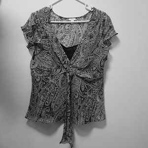 Black and white paisley blouse